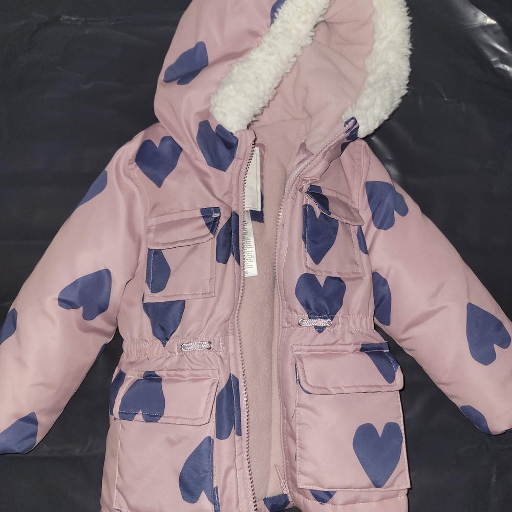 Carter's Pink Hooded Jacket with Blue Accents